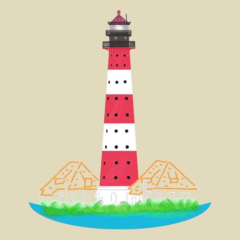 Lighthouse Westerheversand, without text, North Sea