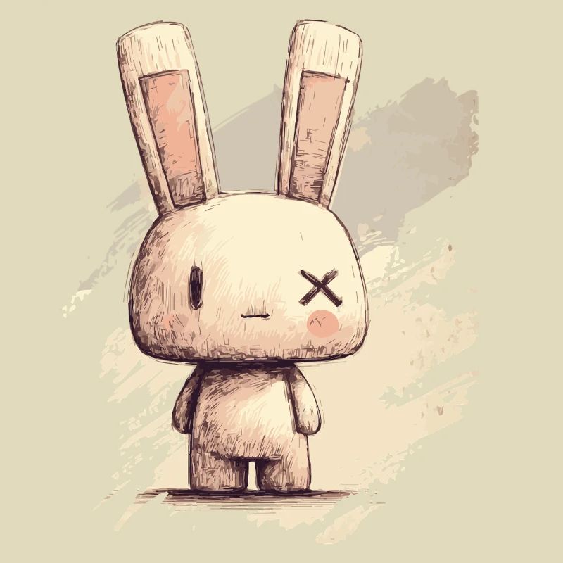 Cute rabbit with X-eyes