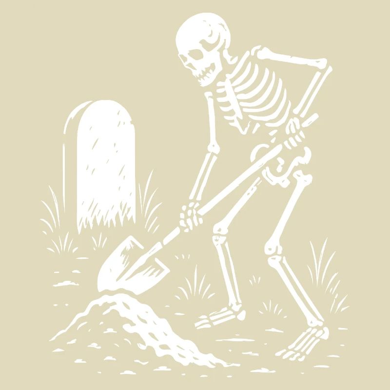Skeleton Digging in Graveyard