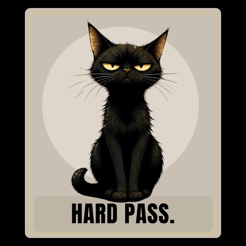 Hard Pass. – Sarcastic Black Cat Design