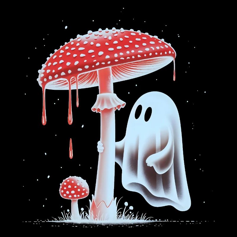 Fantôme effrayant avec champignon rouge sanglant