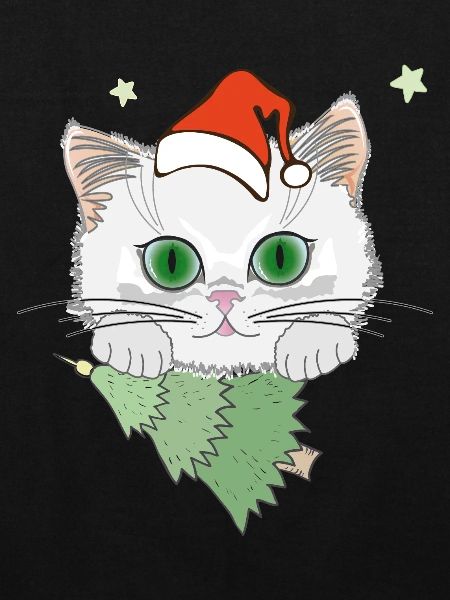Katze mit Weihnachtsbaum