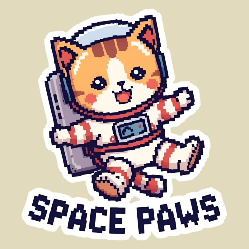 Space Paws – Chat pixel dans l’espace