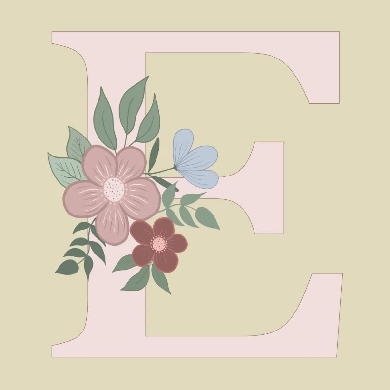 Buchstabe E mit Blume rosa