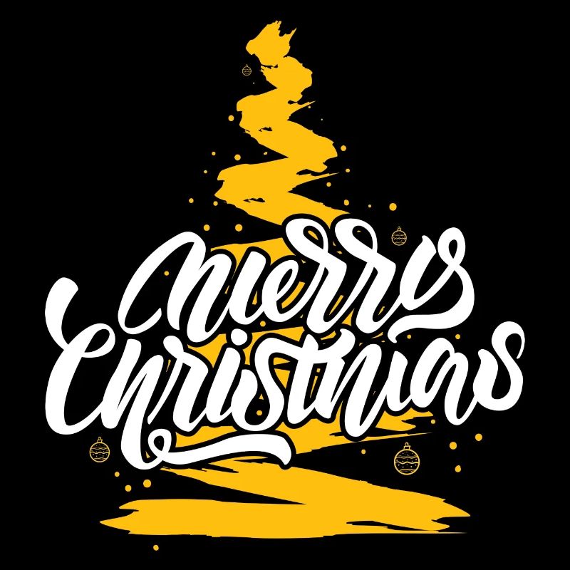 Merry Christmas Script on Gold Tree