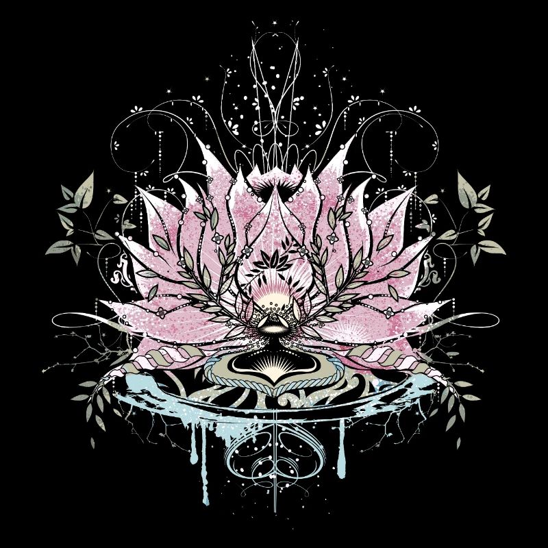 Fleur de lotus délicate avec des éléments d’eau et des graffitis