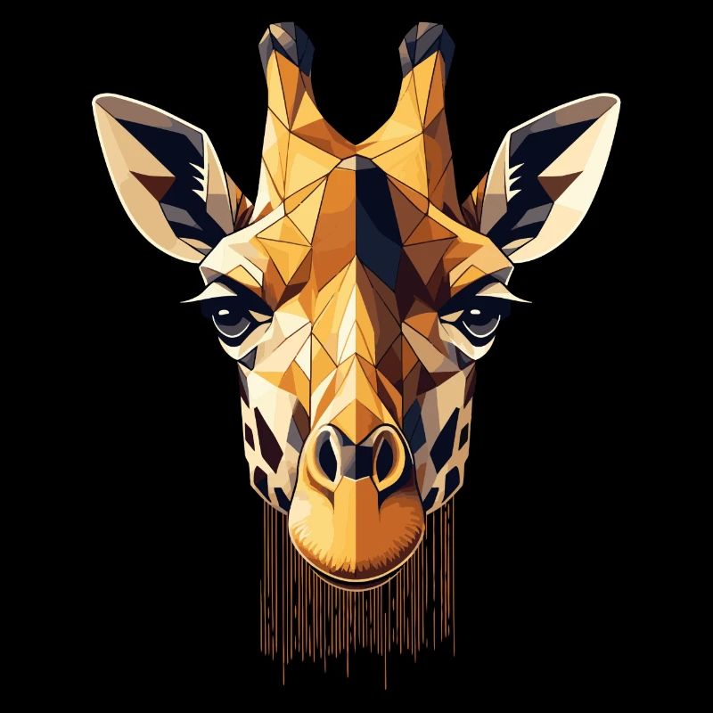 Geometric Giraffe Head Polygons Motif