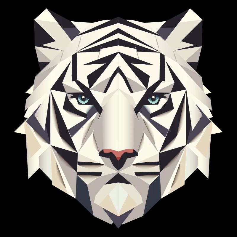 Geometric White Tiger – Strength and Elegants
