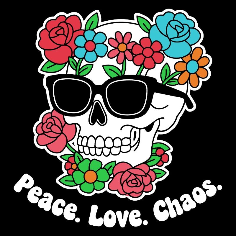 Flower Skull with Sunglasses