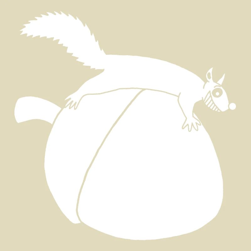 Das Eichhörnchen gegen die Eichel (weiß)