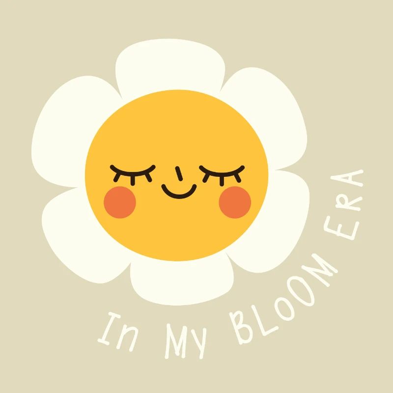 À l’ère de ma floraison – Expression fleurie de dessin animé plate
