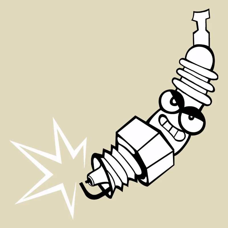 Spark plug comic with face