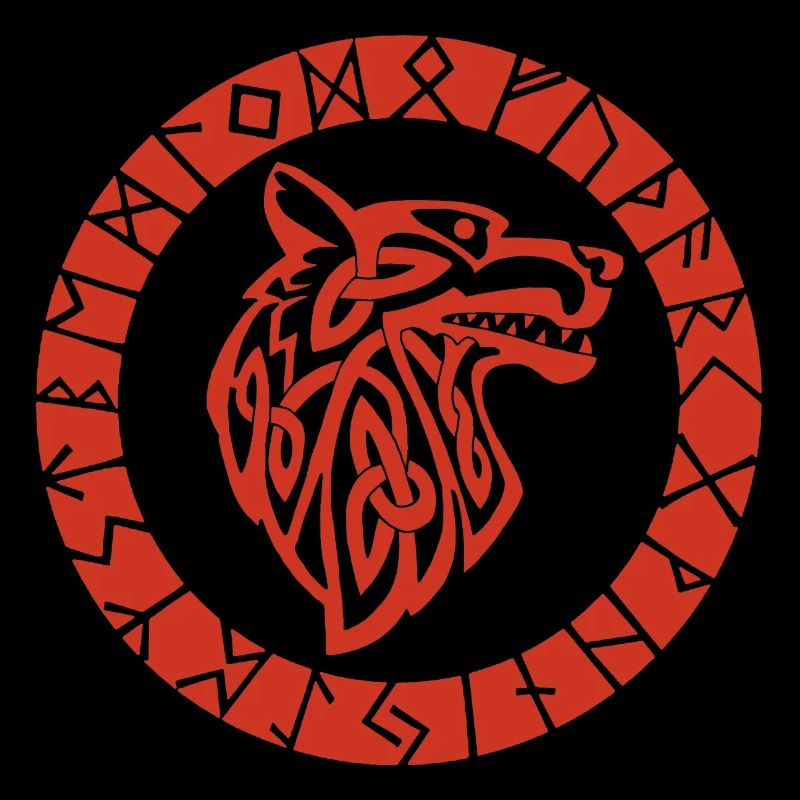 Wikinger Roter Wolf Emblem