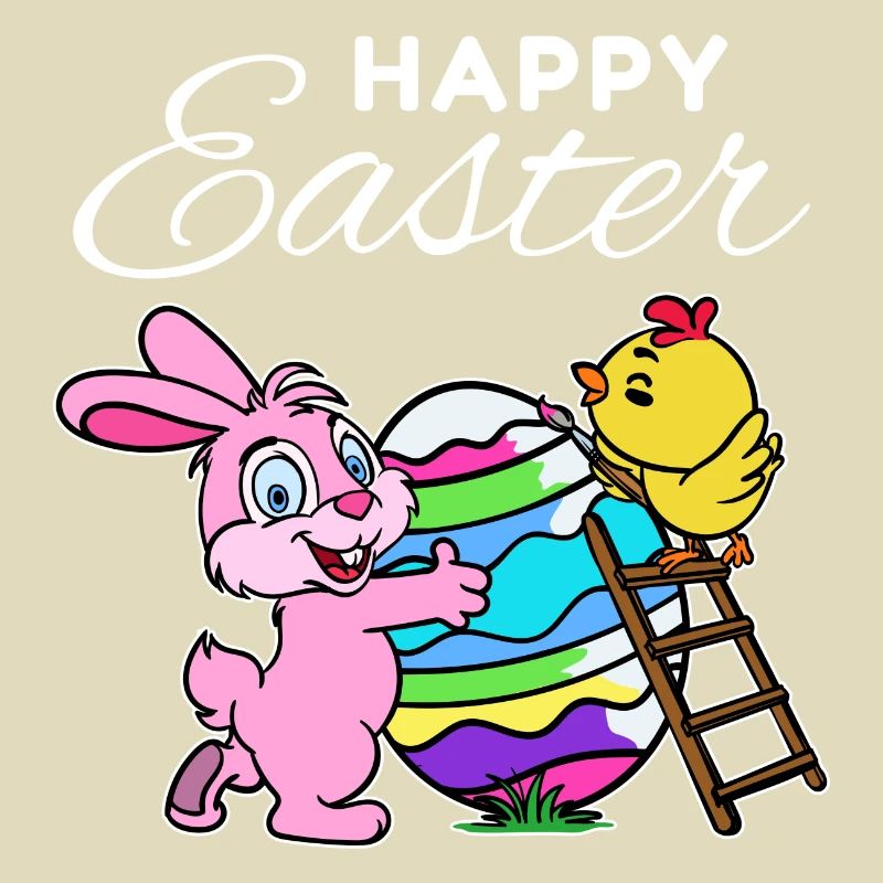 Happy easter bunny easter bunny chick hen egg