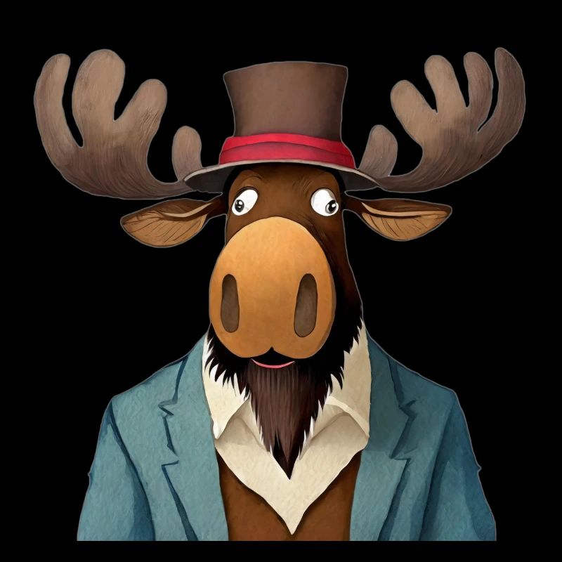 funny moose in a hat
