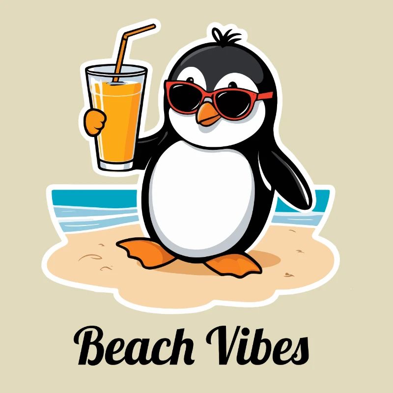Pingouin de plage décontracté – sentiment de vacances d’été