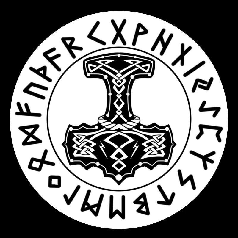 Runes circulaires de Mjöllnir blanches