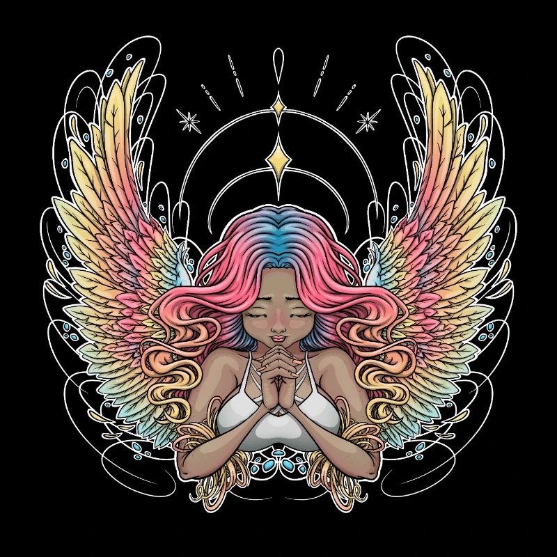 Serene Winged Dreamer Illustration