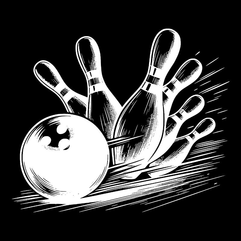 Dynamischer Bowlingkugel Wurf auf Pins