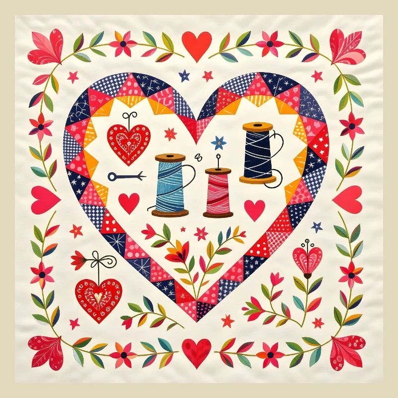 Patchwork Herz mit Garnen