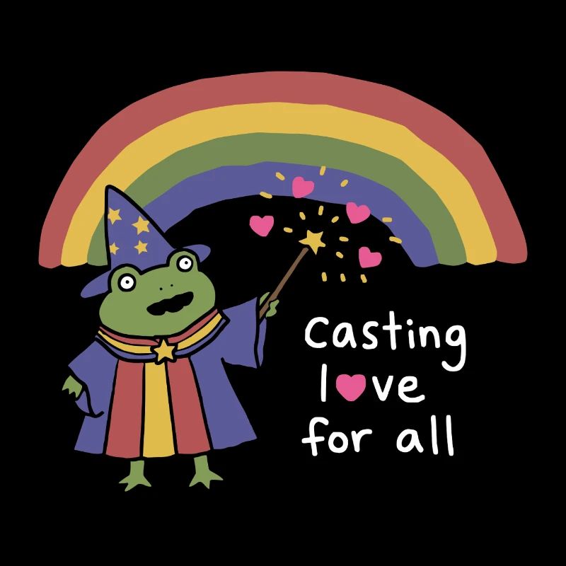 Frog Wizard Casting Love Under Rainbow