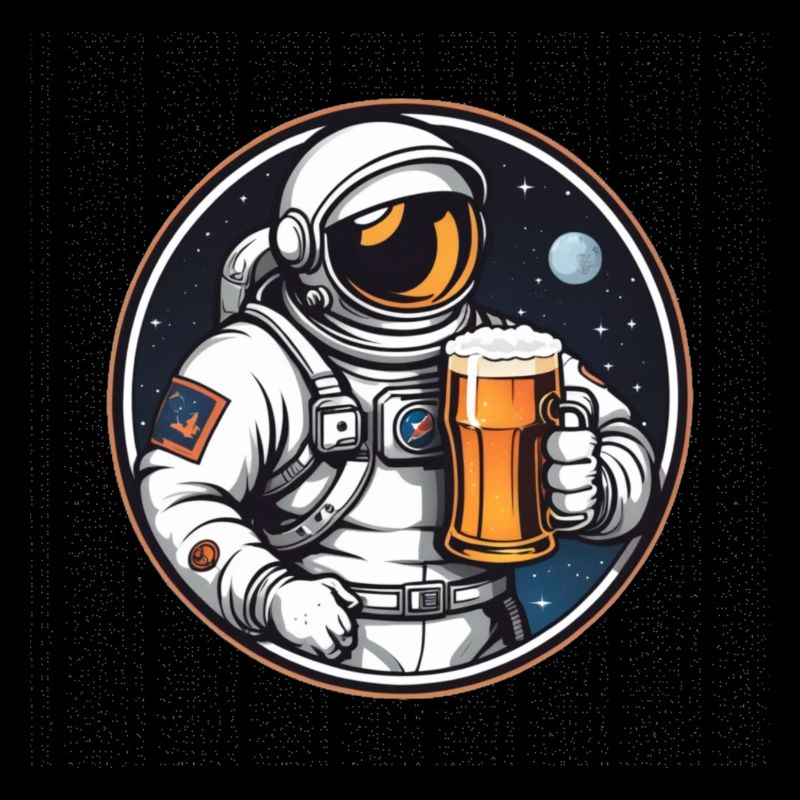 Astronaute avec de la bière dans l’espace