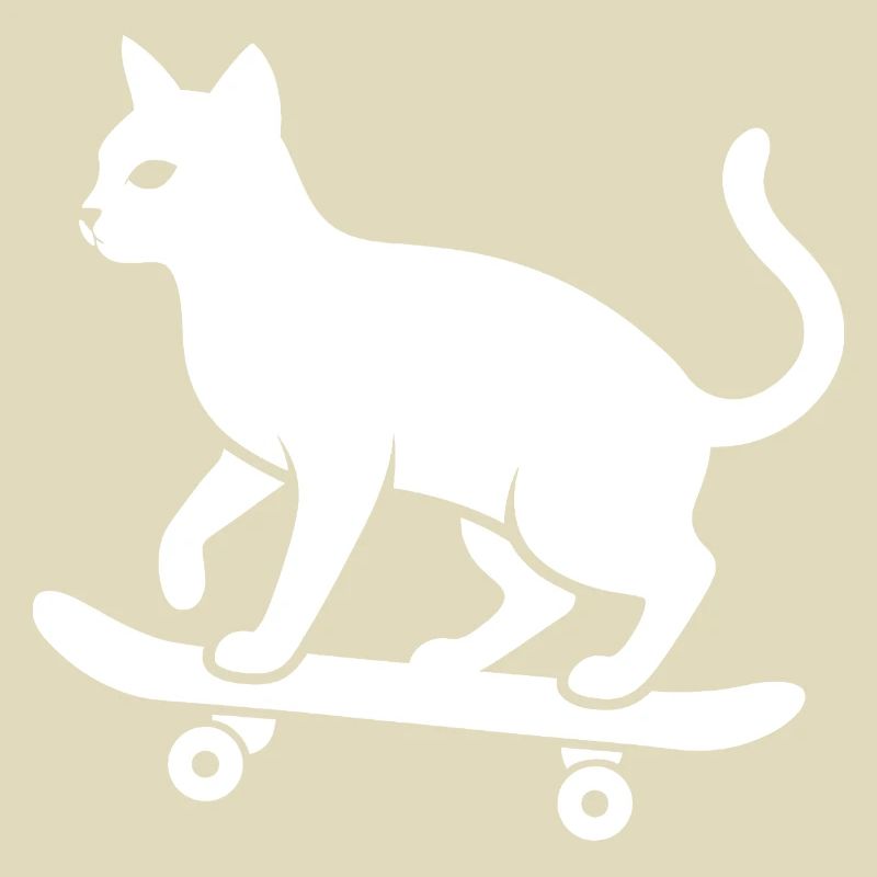 Cool Cat Skateboarder Silhouette Minimaliste