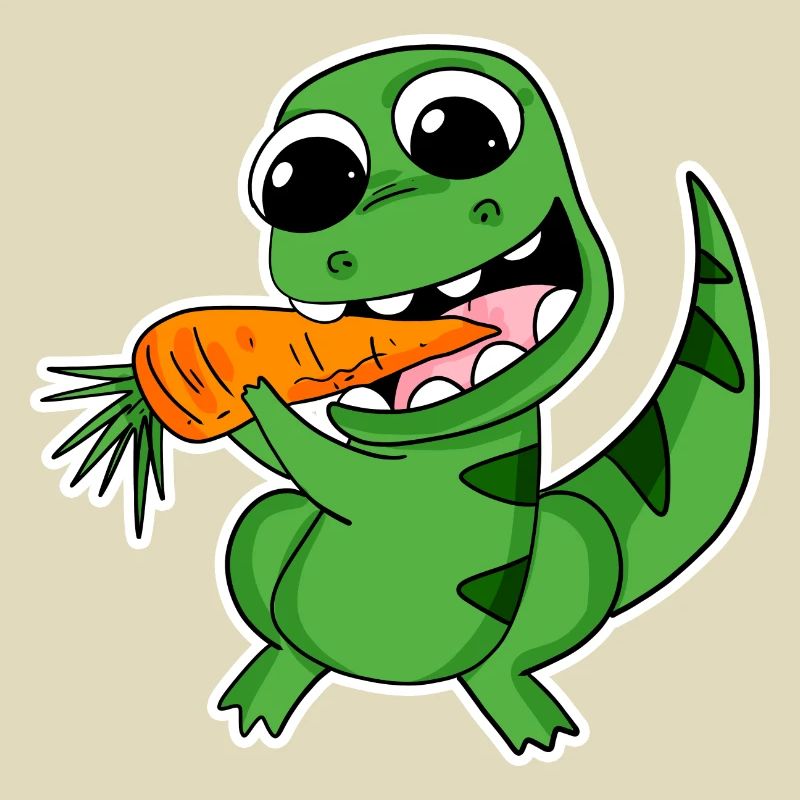 Dino eats carrot
