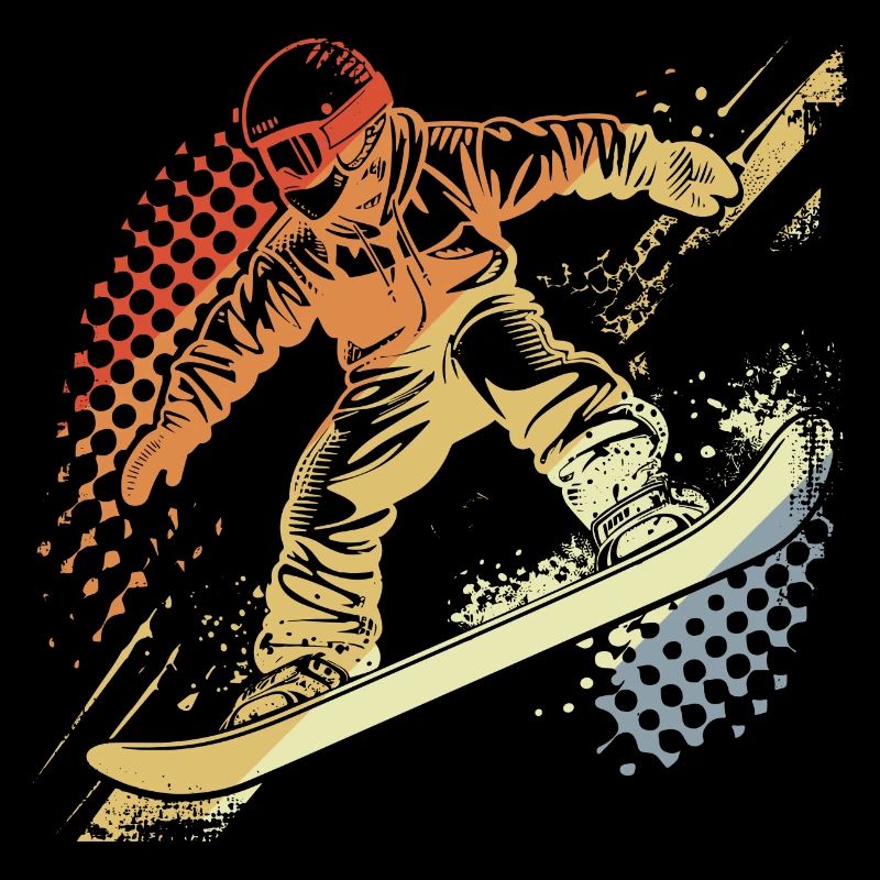 Snowboarder Graphique Rétro