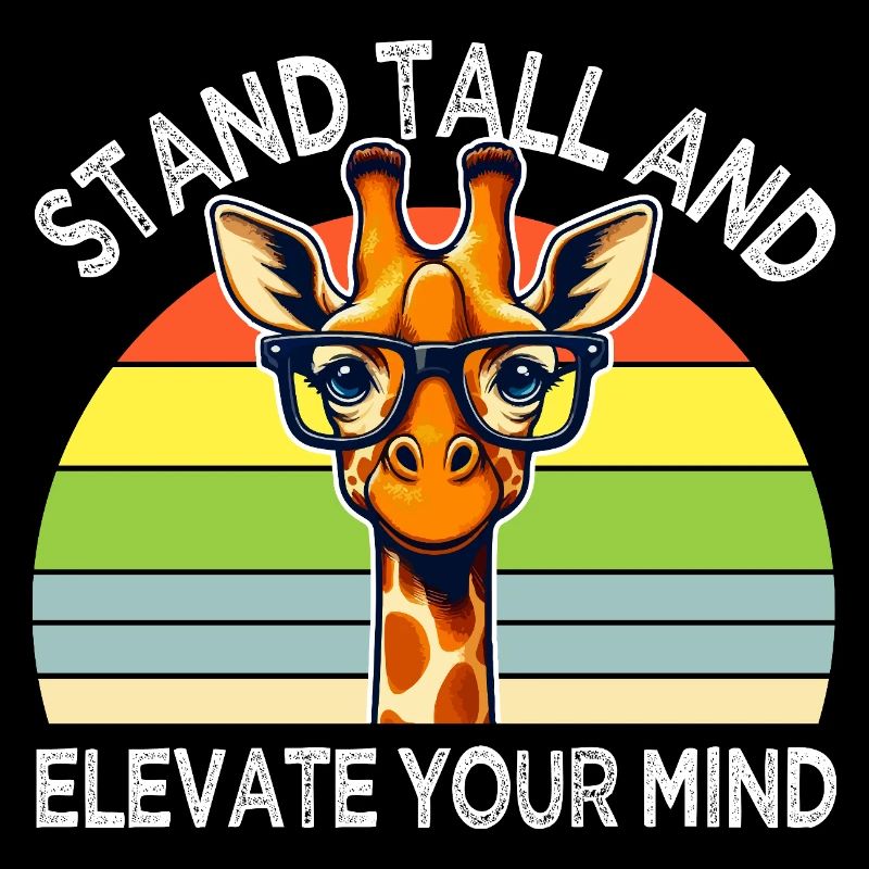 Inspiring Giraffe with Rainbow Glasses