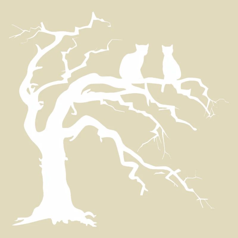 Dead tree with 2 cats silhouette