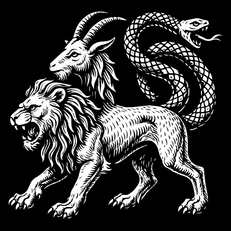 Chimera - Mythical Lion and Serpent Emblem