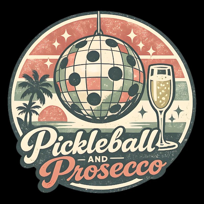 Logo rétro de Pickleball et Prosecco