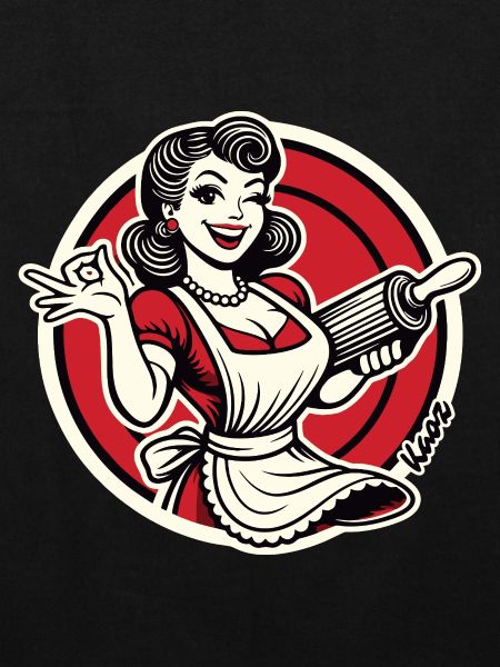 Retro-Diner-Kellnerin mit Nudelholz