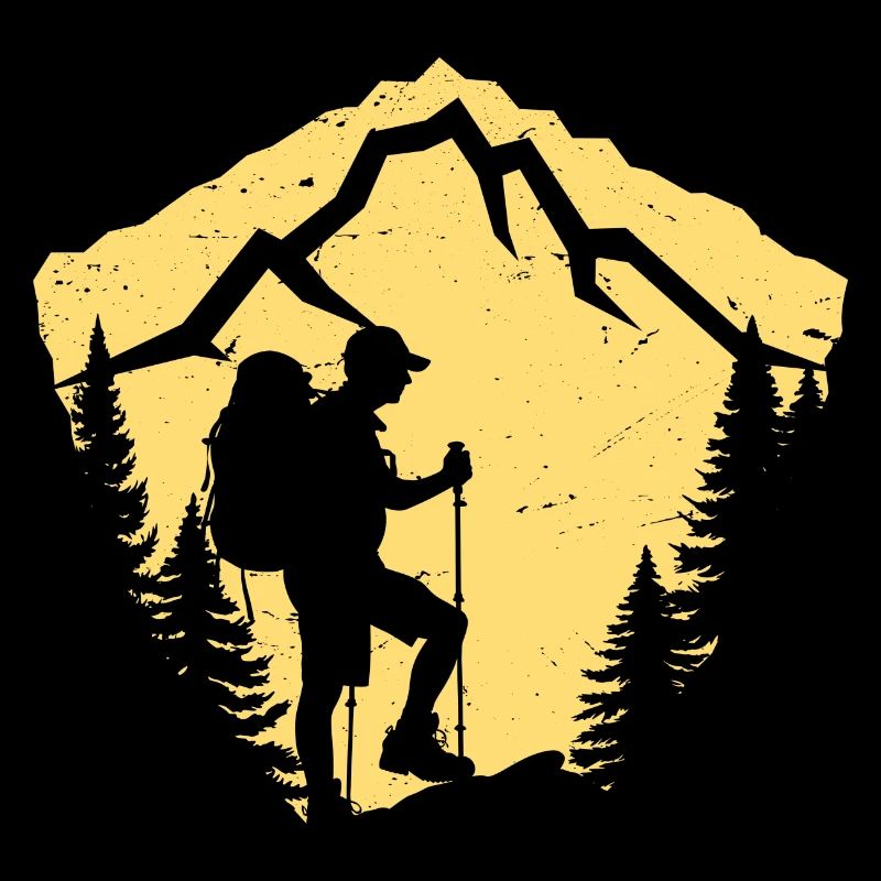 Mountain hike silhouette design