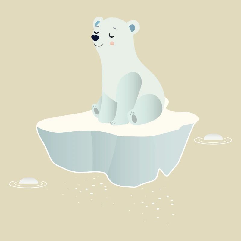 Träumender Eisbär auf einer Eisscholle