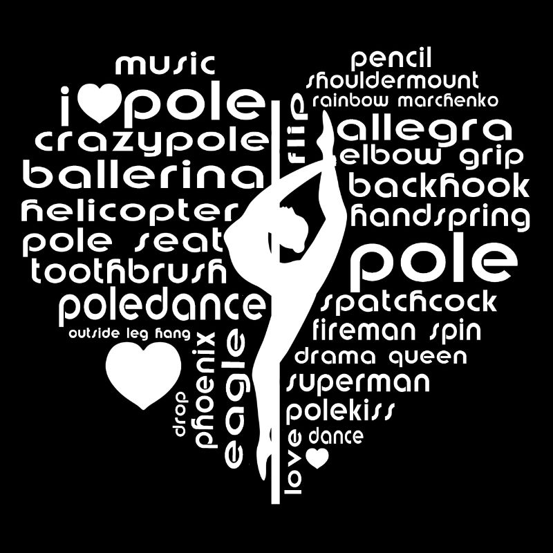 Pole Dance Heart Silhouette Word Design