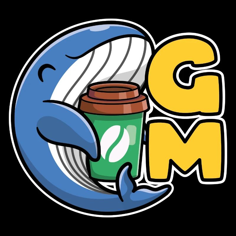 Web3 Wal mit einem Kaffee, der Guten Morgen sagt