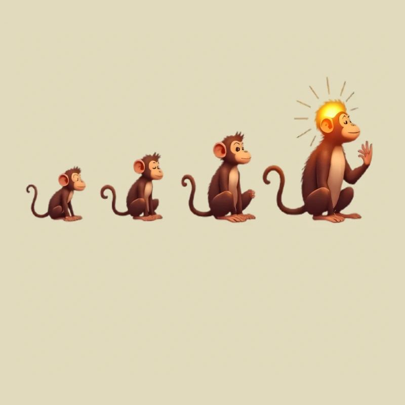 Evolution der Affen mit Sonnenkopf