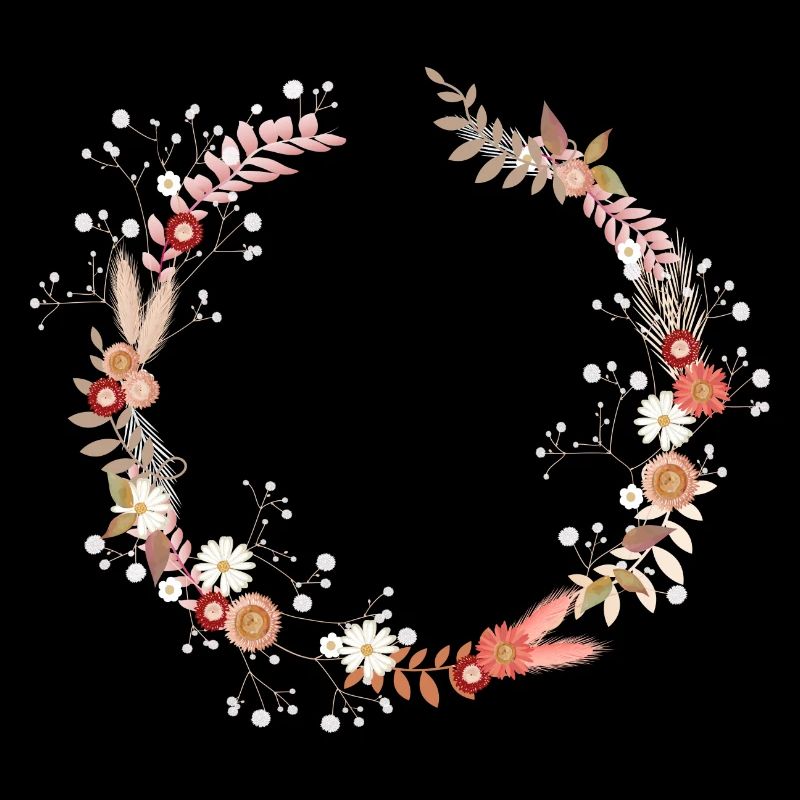 Couronne de fleurs séchées avec l’Illustration de l’haleine de bébé