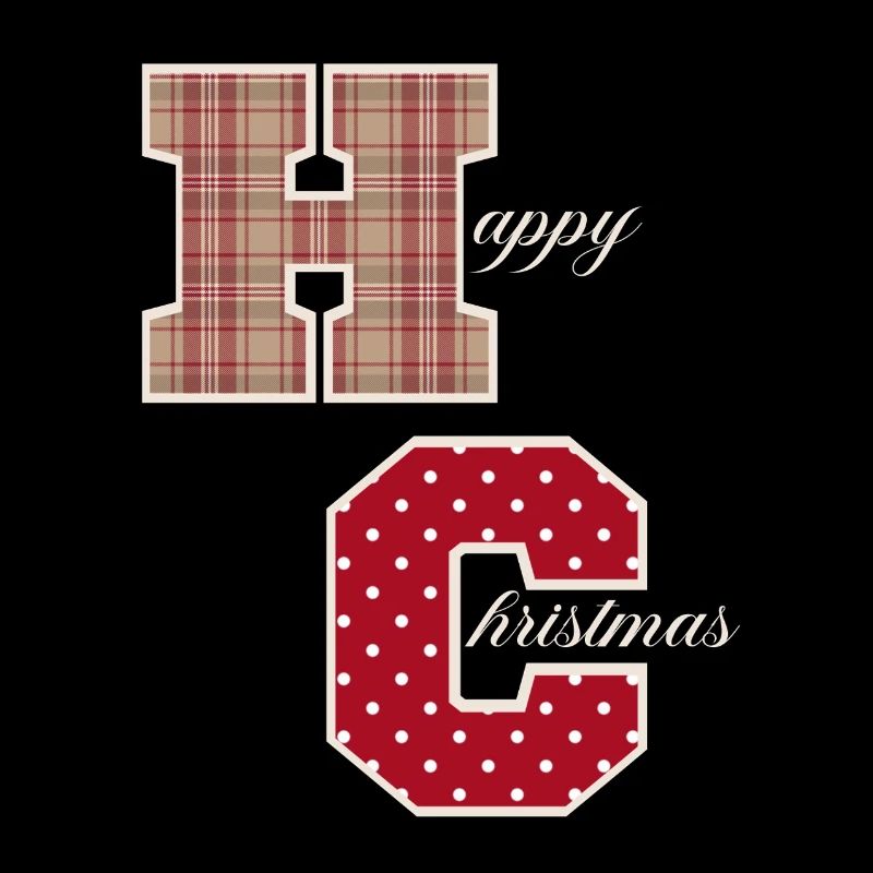 "Happy Christmas" letters with Christmas pattern