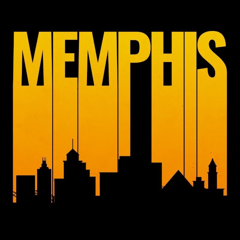 Memphis Skyline Gold Gradient