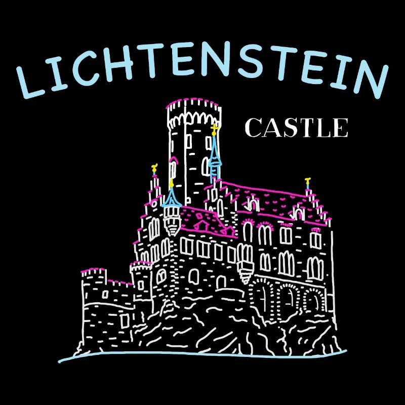 Lichtenstein Castle, Germany, Hand Drawing