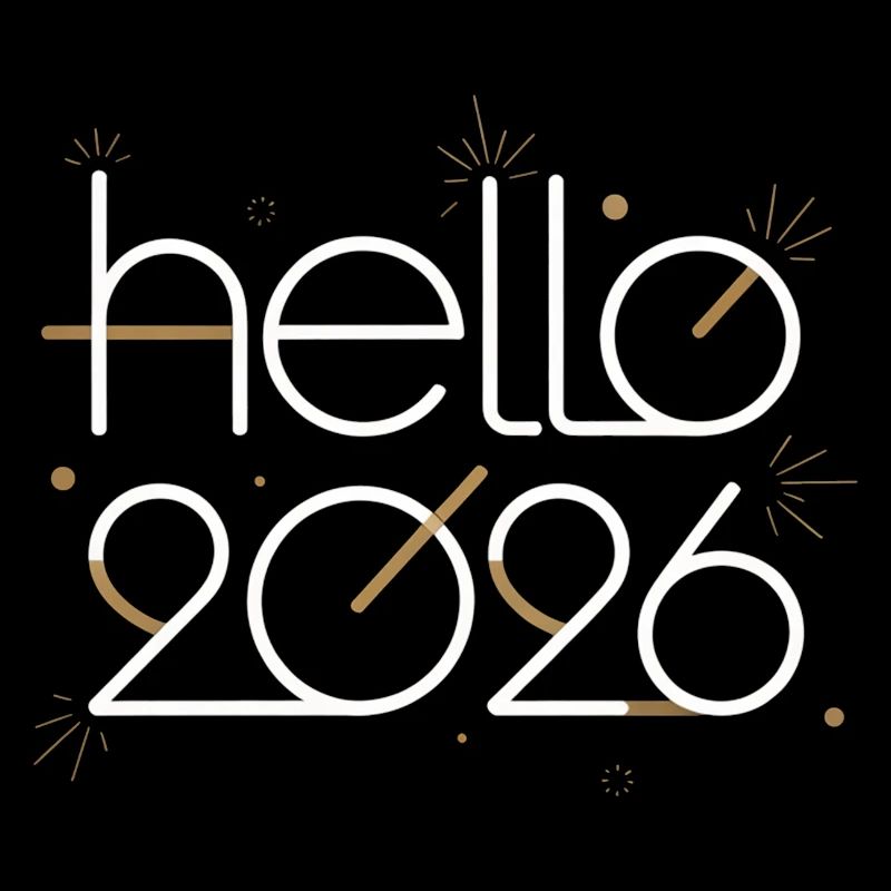 Hello 2026 Neon Outline