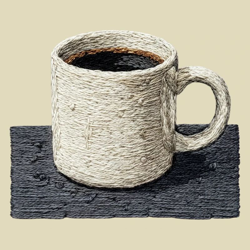 Embroidered mug filter coffee slow coffee (printed)