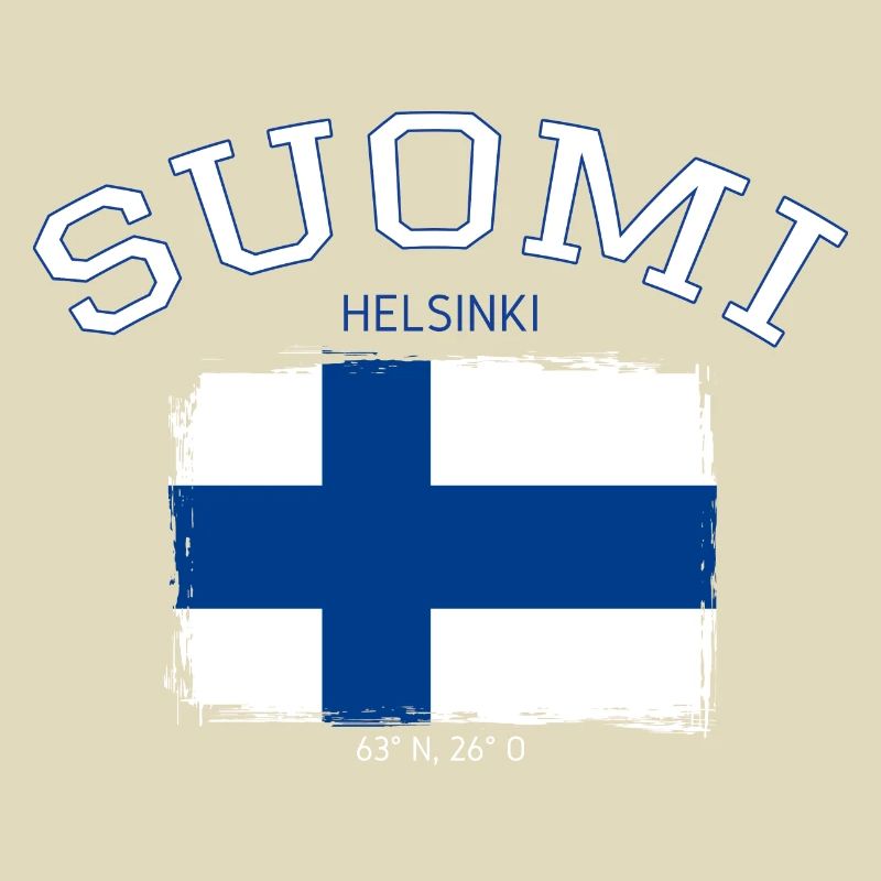 Drapeau de la Finlande avec référence à Helsinki