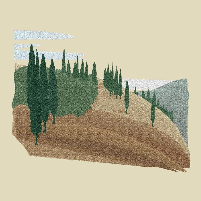 Pine forest hilly landscape with structure (modific.)