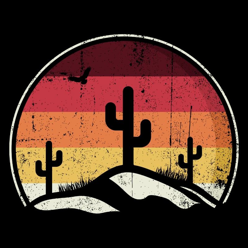 Cercle de cactus du coucher de soleil du désert