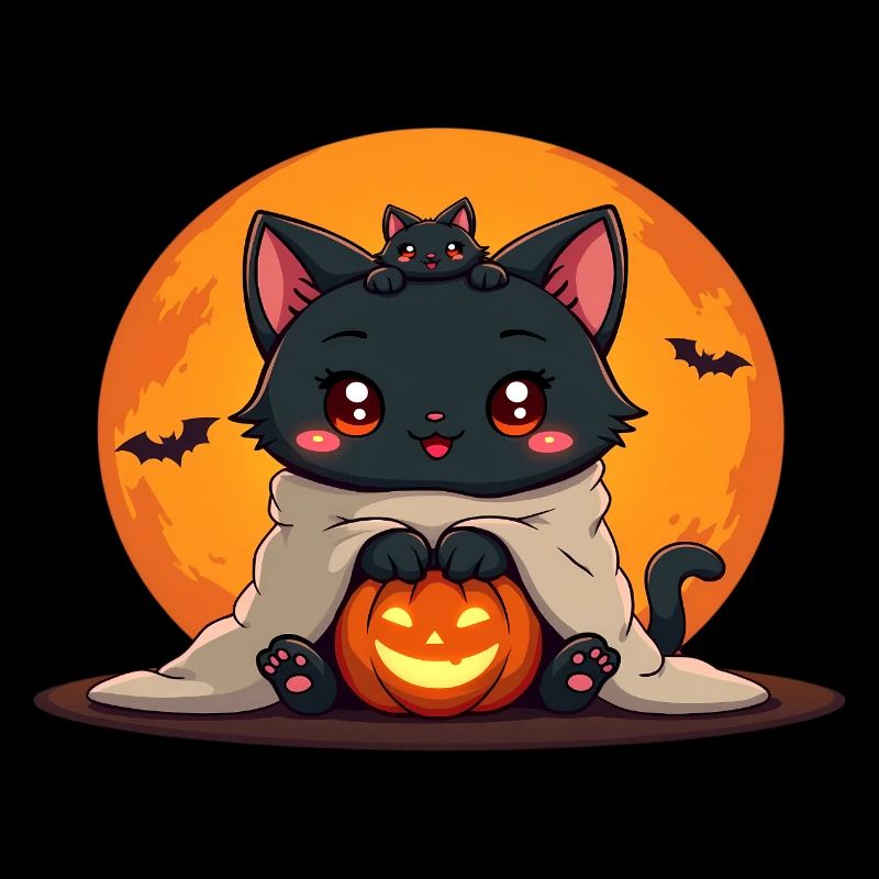 Chat d’Halloween avec citrouille d’Halloween