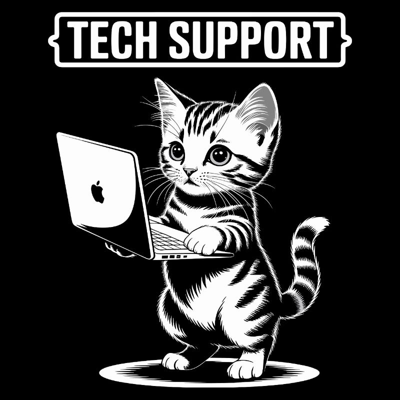 Support technique amusant, chat mignon, informatique ironique